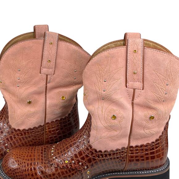 Ariat Women's Fatbaby Brown Pink Western Cowgirl Boot Size 11 B - Picture 10 of 12
